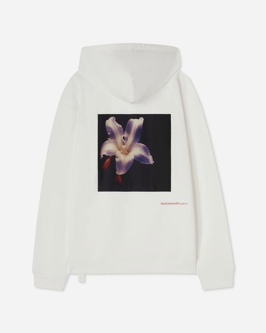 Oamc Peacemaker White Men S Flower Loose Fit Hoodie Snow for men
