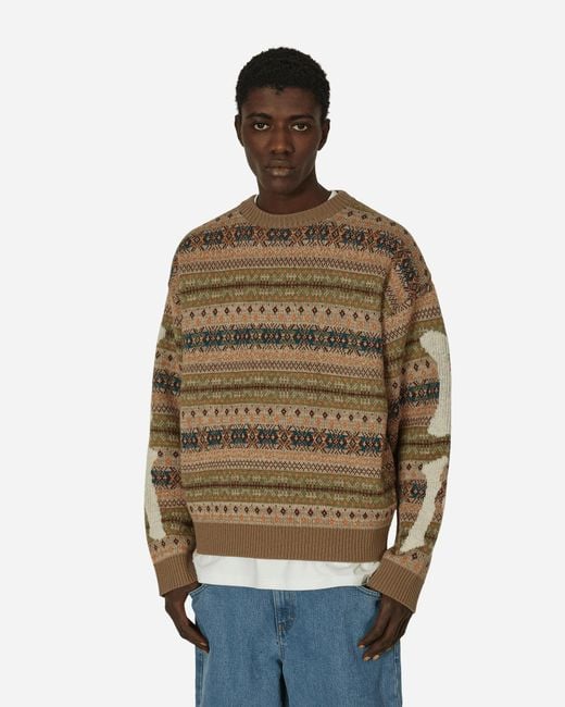 Kapital Natural 7g Wool Fairisle Bone Crewneck Sweater for men