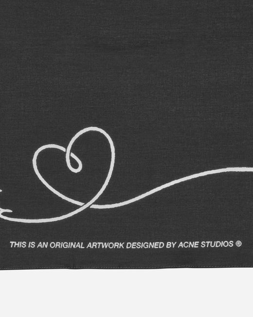 Acne Black Printed Logo Bandana for men