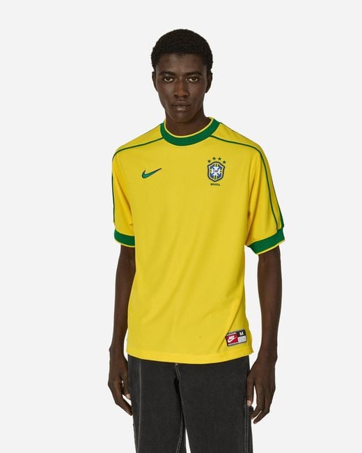 Nike Yellow Brazil 1998 Reissue Football Replica Jersey Varsity Maize for men