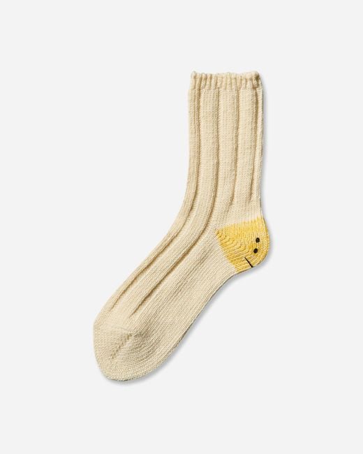 Kapital White 56 Yarns Ma-1 Rainbowy Happy Heel Socks for men