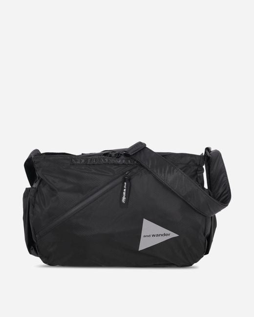 And Wander Black Sil Shoulder Bag for men