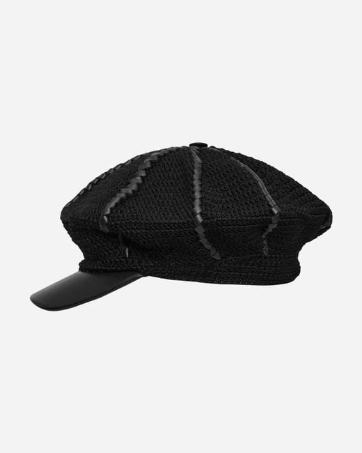 SSU Black Ursa Leather Lace Bakerboy Cap