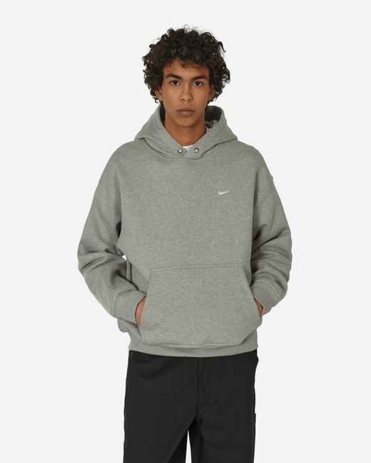 Nike Gray Solo Swoosh Thermo Fleece Hooded Sweatshirt Dark Grey Heather for men