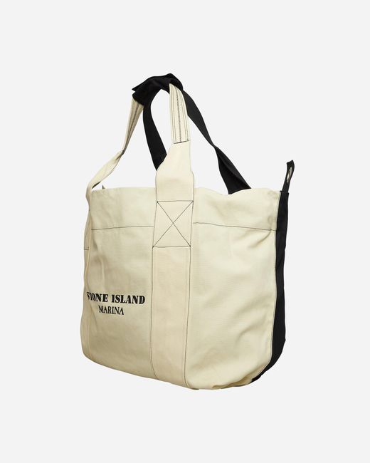 Stone Island Natural Marina Plated Cotton Canvas Tote Bag Butter for men