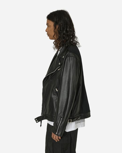 Undercover Black Slubs Plainstitch Mixed Leather Riders Jacket for men