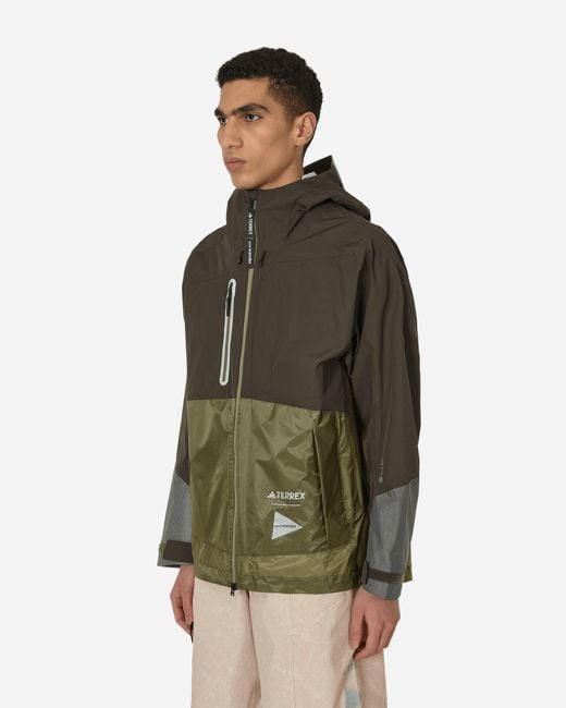 Adidas Green Terrex X And Wander Xploric Rain.rdy Jacket Shadow Olive for men