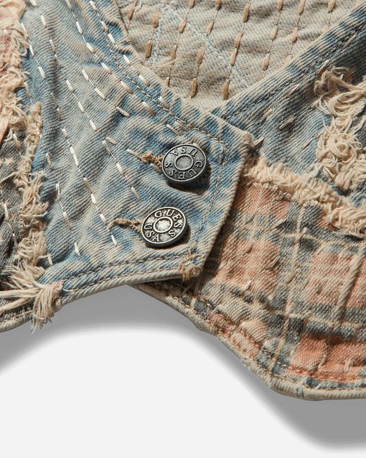 Guess White Women S Vintage Denim Top Light Wash