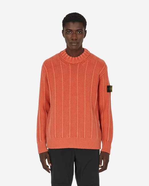 Stone Island Red Dust Treatment Crewneck Sweater Lobster for men