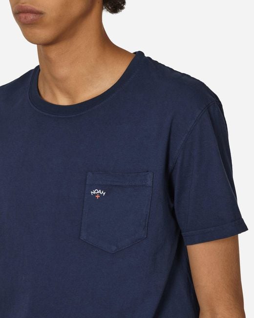 Noah NYC Blue Core Logo Pocket T-shirt Navy for men
