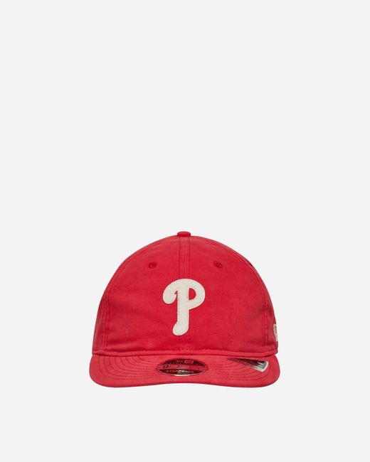 KTZ Red Philadelphia Phillies Canvas Felt Logo Retro Crown 9Fifty Strapback for men
