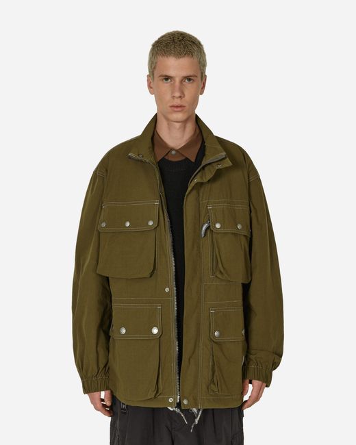 And Wander Green Parachute Jacket Khaki for men