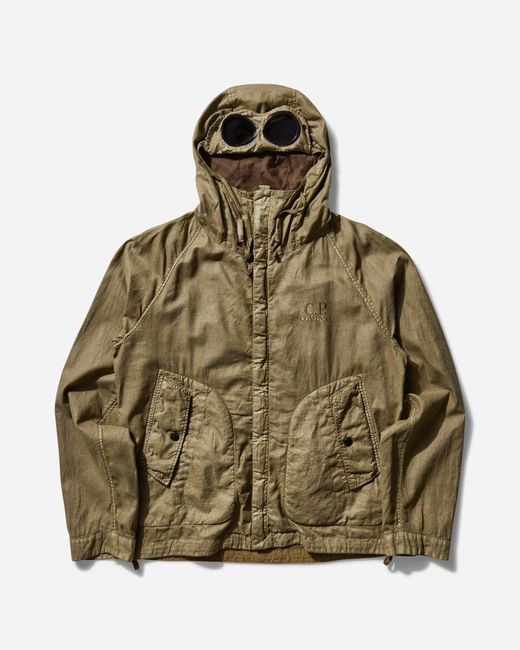 C P Company Green S Lino Wax Goggle Jacket Tree House for men