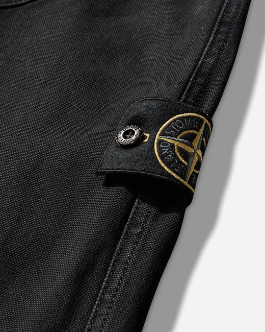Stone Island Black Men S Organic Panama Cotton Old Effect Zip Jacket for men