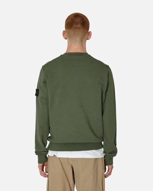 Stone Island Green Garment Dyed Crewneck Sweatshirt Musk for men