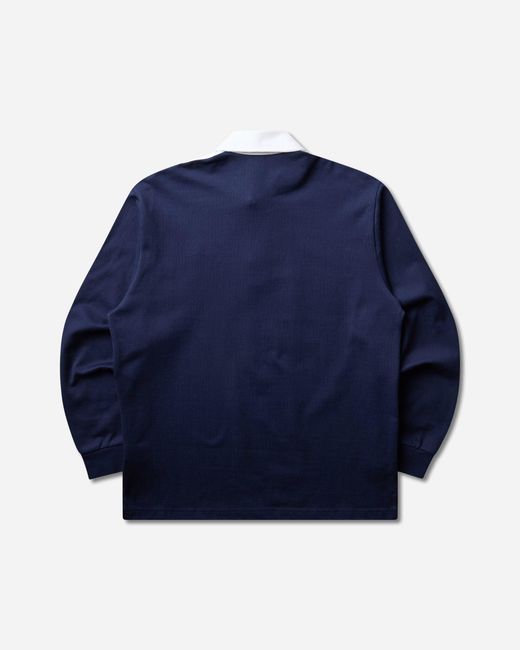 Adidas Blue 3-Stripes Rugby Longsleeve Polo Night for men