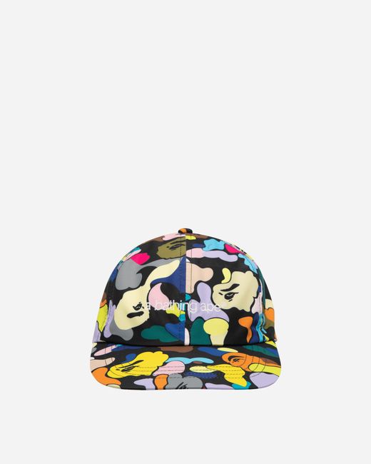 A Bathing Ape Blue Multi Camo Embroidery Panel Cap for men