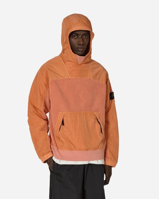 Stone Island Orange Cotton Pile Nylon-Tc Hooded Sweatshirt for men