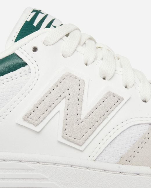 New Balance White 480 Sneakers / Night Watch Green for men