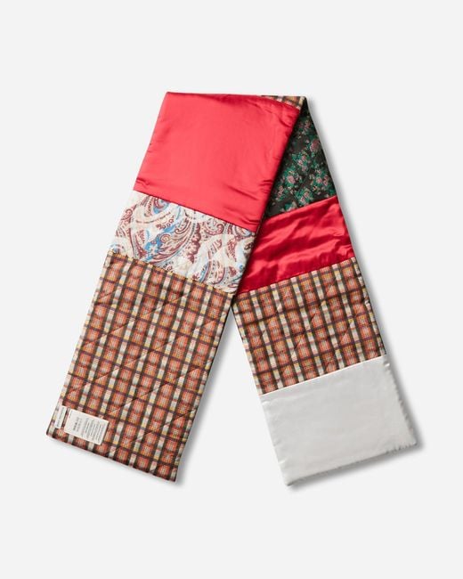 Dries Van Noten Red Patchwork Jacquard Scarf for men