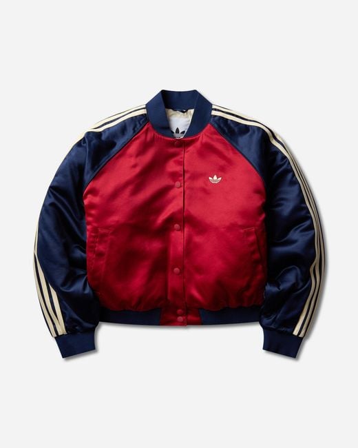 Adidas Red S Satin Sst Bomber Jacket Team Victory Night Warm Vanilla