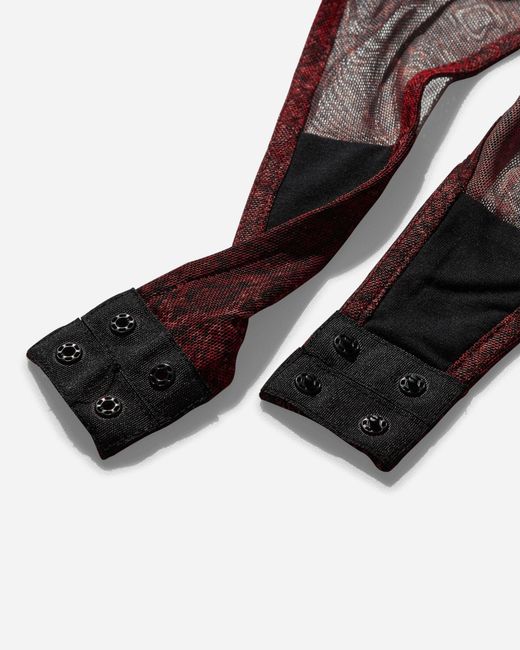 Guess Red S Printed Mesh Bodysuit Petite