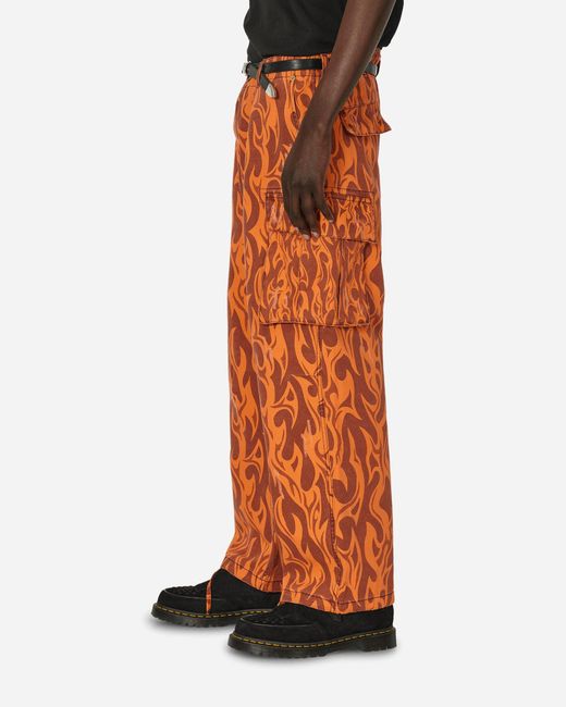 ERL Orange Printed Flame Cargo Pants for men