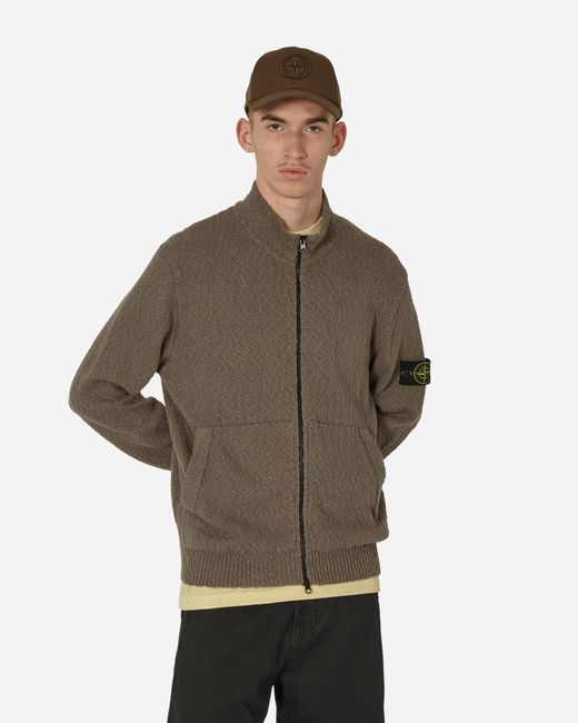 Stone Island Gray Uneven Cotton Zipped Cardigan Dove for men