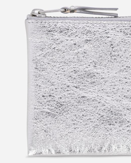 Comme des Garçons White Silver Line Zip Around Wallet Silver for men