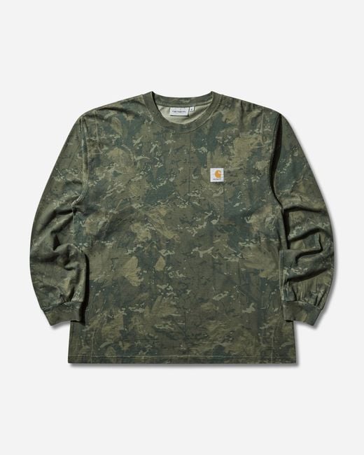 Carhartt Men S Camo Combi Longsleeve T-shirt Green / Olive (garment Dyed) for men