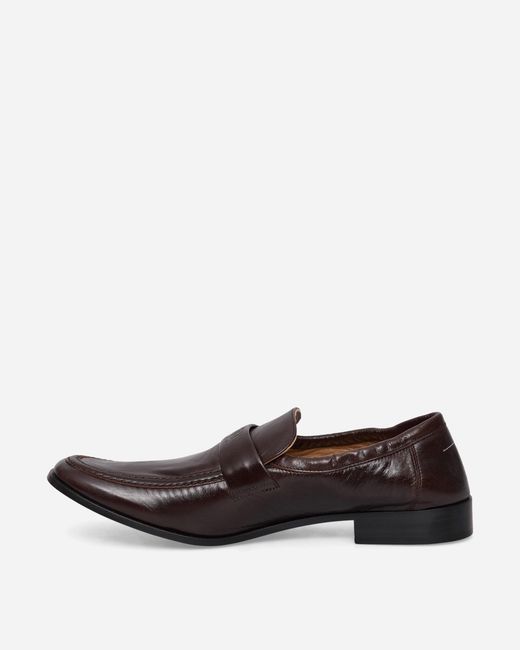MM6 by Maison Margiela White Men S Swing-toe Leather Loafers Brown for men