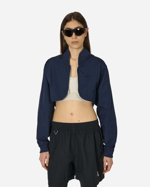 Nike Blue Cropped Full-zip Jacket Obsidian