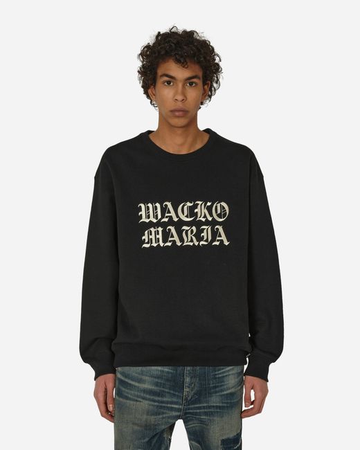 Wacko Maria Black Heavy Weight Crewneck Sweatshirt (type-2) for men