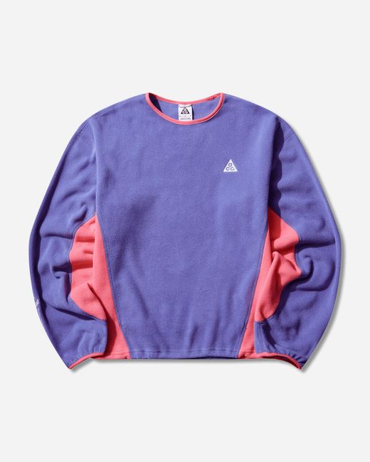 Nike Blue S Acg Wolf Tree Fleece Crewneck Sweatshirt Persian Hyper for men