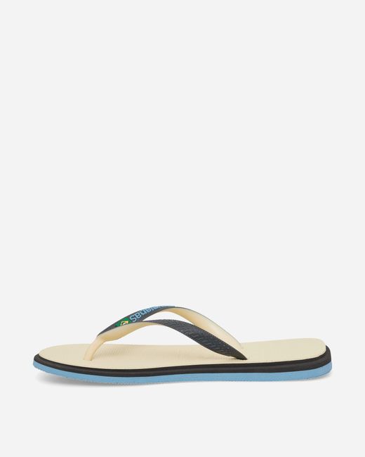 Havaianas White Brasil Twist Flip Flops Buttercream for men