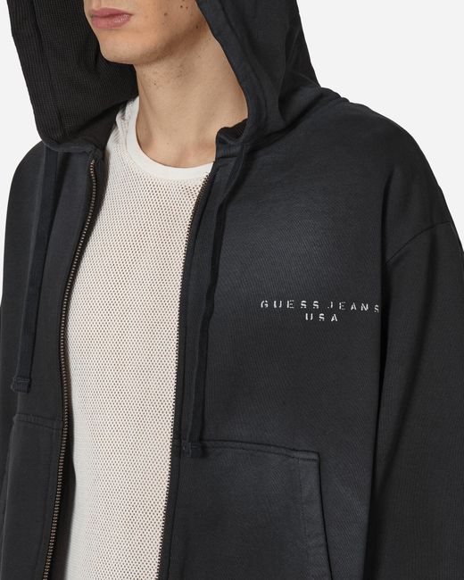 Guess USA Black Full-zip Hoodie Washed Out for men