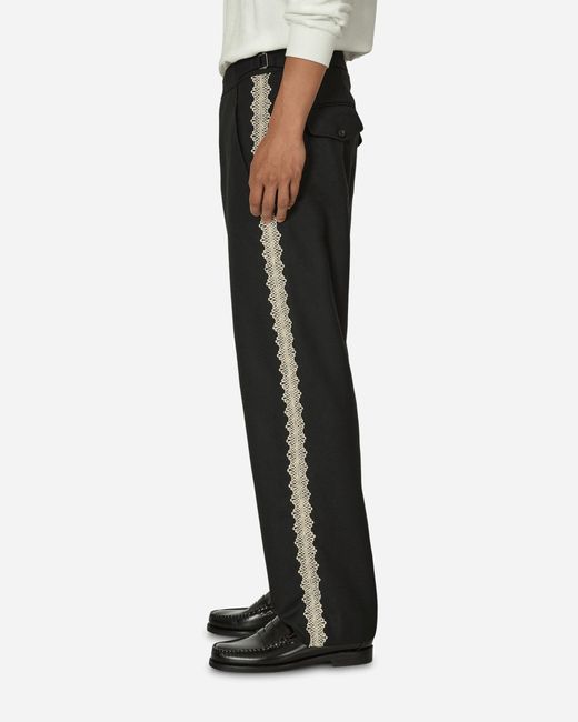 Bode Black Lacework Side Buckle Trousers for men