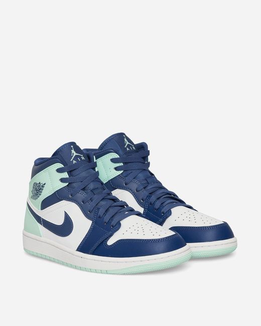 Nike Blue Air Jordan 1 Mid Sneakers Mystic Navy / Mint for men