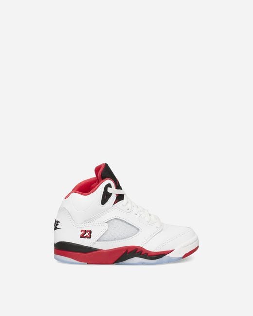 Nike White Air Jordan 5 (ps) Sneakers Fire Red Black Tongue for men