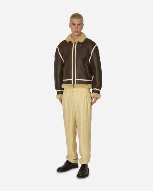Bode Yellow Dennis Stripe Trousers Cream for men