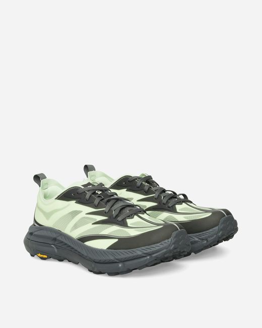 Hoka One One Green Mafate Speed 4 Lite Sneakers Luna Moth / Cosmic Grey for men