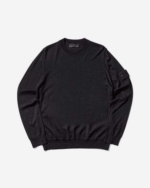 Stone Island Black Men S Ghost Light Pure Rws Wool Crewneck Sweater for men