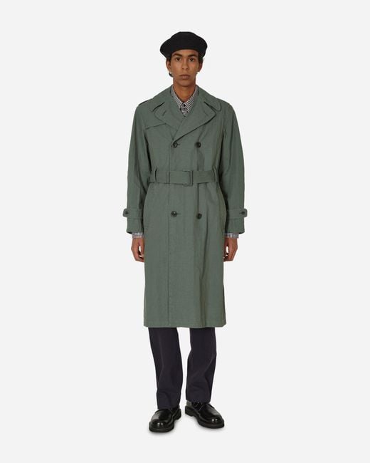 Maison Margiela Green Double-breasted Trench Coat Sage for men
