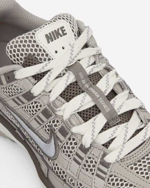 Nike White P-6000 Premium Sneakers Light Iron Ore / Metallic Silver for men