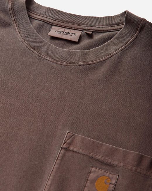 Carhartt Brown Loose Pocket Longsleeve T-Shirt Tobacco (Garment Dyed) for men