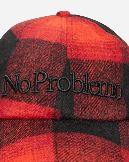 No Problemo Red Plaid Flap Cap for men