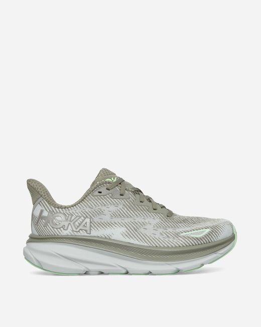 Hoka One One Gray Wmns Clifton 9 Sneakers Olive Haze / Mercury for men