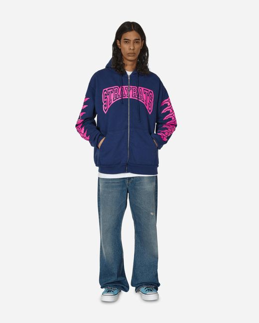 Stray Rats Blue Exo Zip Up Hoodie for men