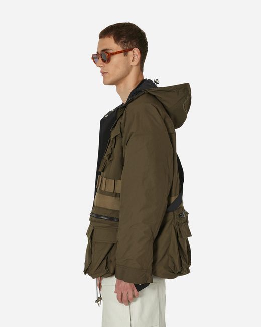 Sacai Green Matte Taffeta Reversible Jacket / Khaki for men