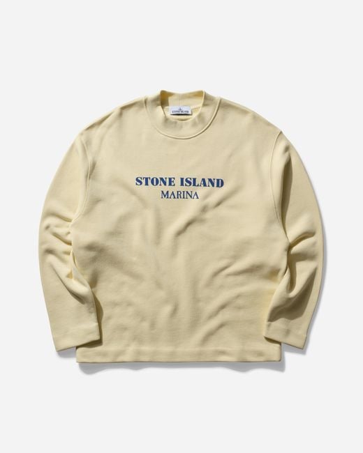 Stone Island Marina Cotton Fleece Mock Neck Sweatshirt Butter in 